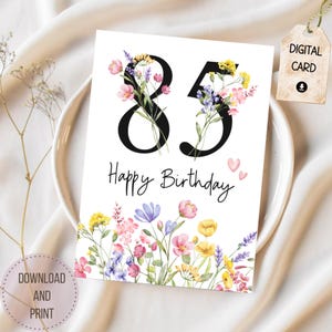 85. Geburtstag Geburtstagskarte für Mama Oma Freund Mimi Nana Tante Schwiegermutter Wildblumen 85 Jahre alt