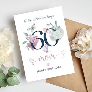 60th Birthday Card to Celebrate a Special Mom from Son from Daughter Sixtieth Birthday Mom Birthday Card Gift for Mother Floral Butterflies
