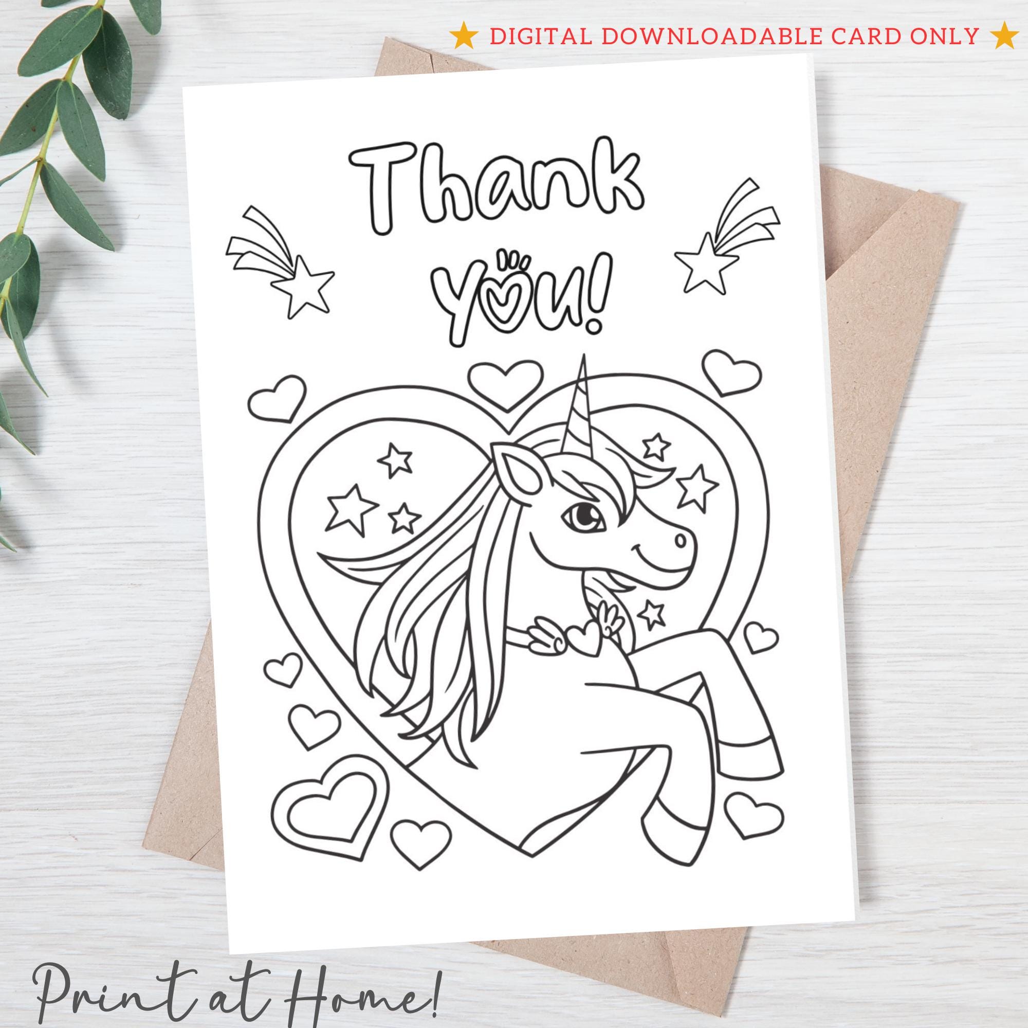 Thank You Coloring Card Print and Color Card Printable Digital Download ...