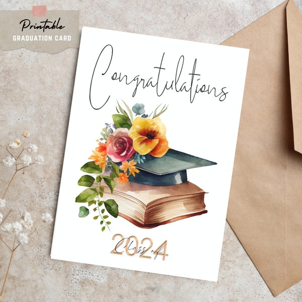 Instant Download Printable Graduation Card | Congratulations Graduate | Folding Graduation Card | Class of 2024 | Congrats Grad | Grad 2024