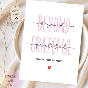 Set van 5 Beyond Grateful bedankkaarten, verschillende kleuren om uit te kiezen, heel erg bedankt Voordeelpakket blanco digitale kaartbundel