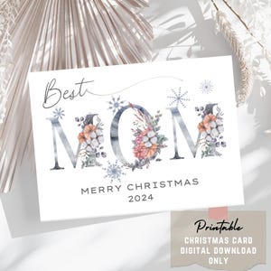 Mama Weihnachtskarte Floral Merry Christmas Mom Weihnachtskarte für Mama Frohe Weihnachtskarte für Mama Urlaubskarte DIY Printable Weihnachtskarte