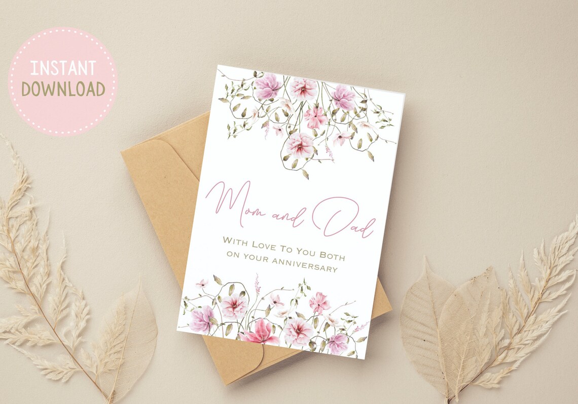 Anniversary Card for Parents Happy Anniversary Mom and Dad Printable ...