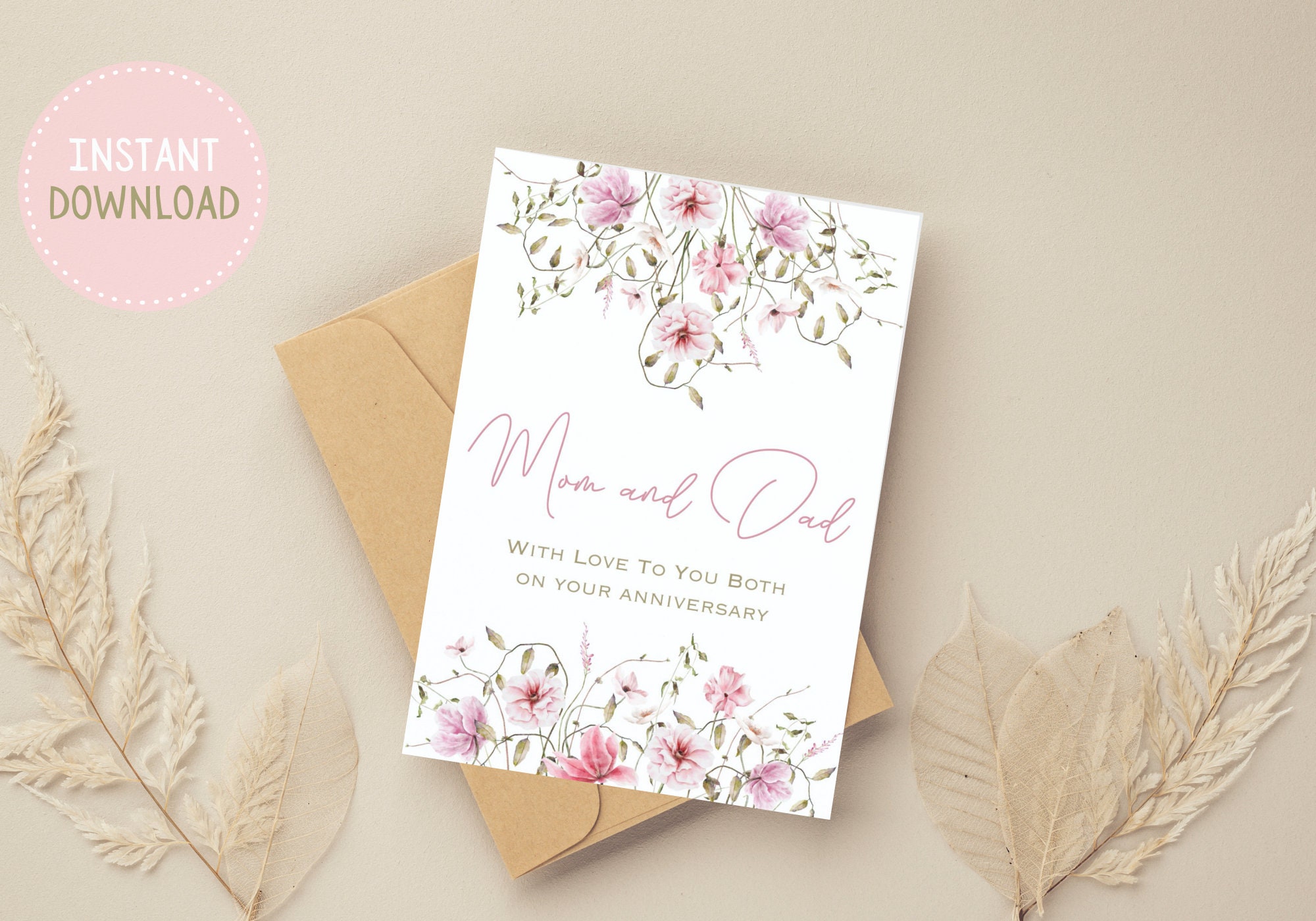 Anniversary Card for Parents Happy Anniversary Mom and Dad Printable ...