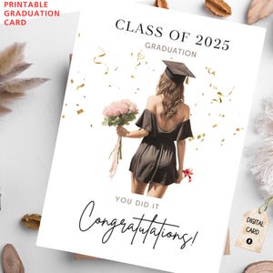 Tarjeta de graduación imprimible de descarga instantánea / Felicitaciones graduado / Tarjeta de graduación plegable / Clase de 2025 / Felicitaciones graduado / Graduado 2025