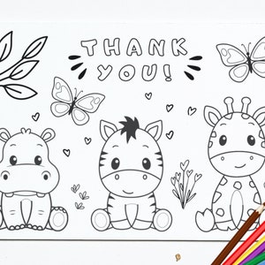 Tarjeta de agradecimiento para colorear imprimible para niños. Tarjeta de agradecimiento para colorear casera para niños. Tarjeta de felicitación para el aula. Manualidad linda.