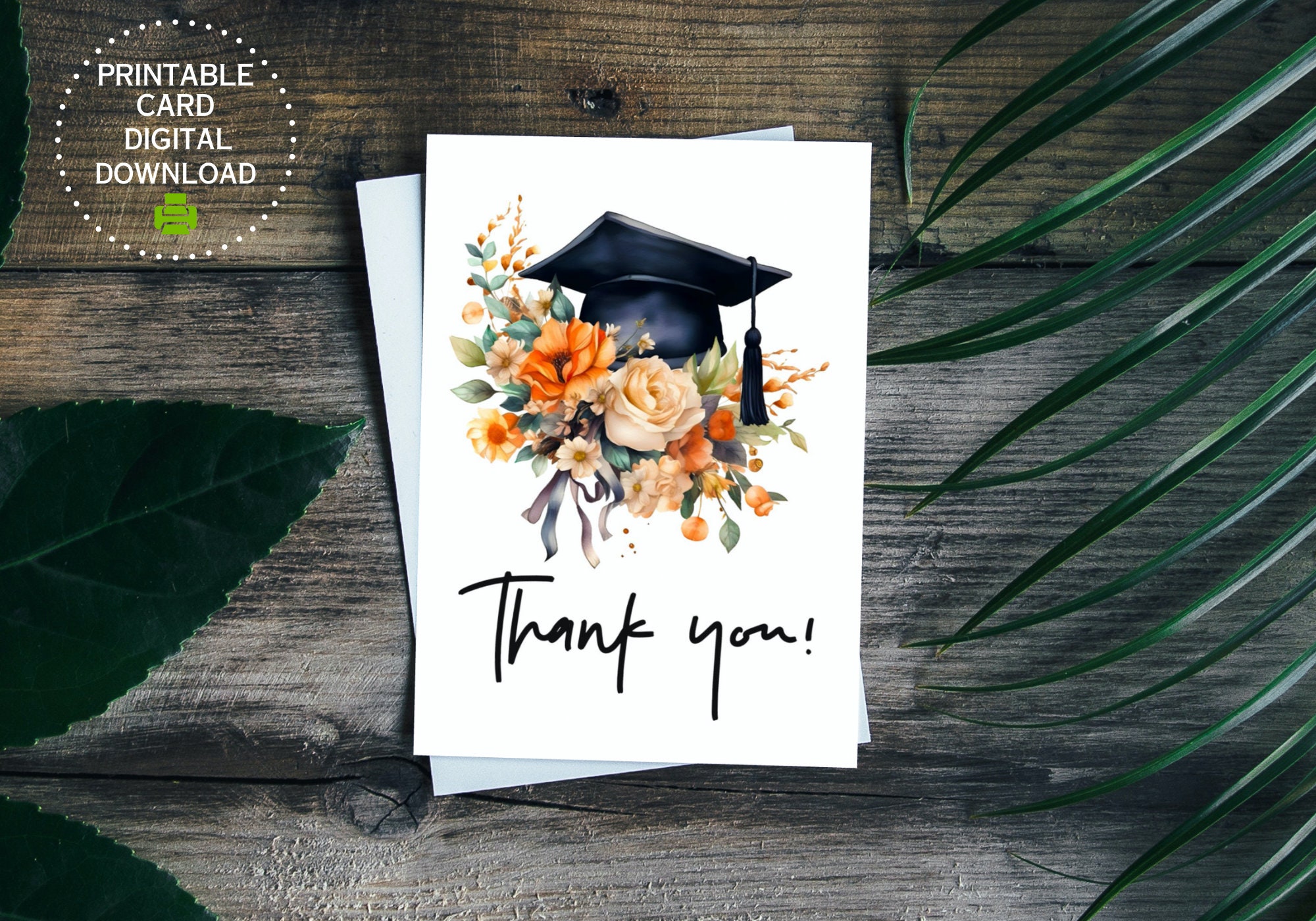 Printable Graduation Thank You Card Appreciation Card Folded Thank You ...