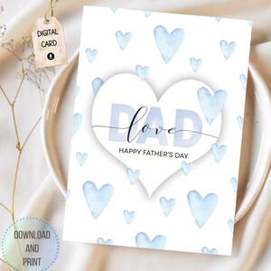 Carte de fête des pères pour papa imprimable DIY de fille ou fils Carte de vœux pour père à télécharger Je t'aime papa
