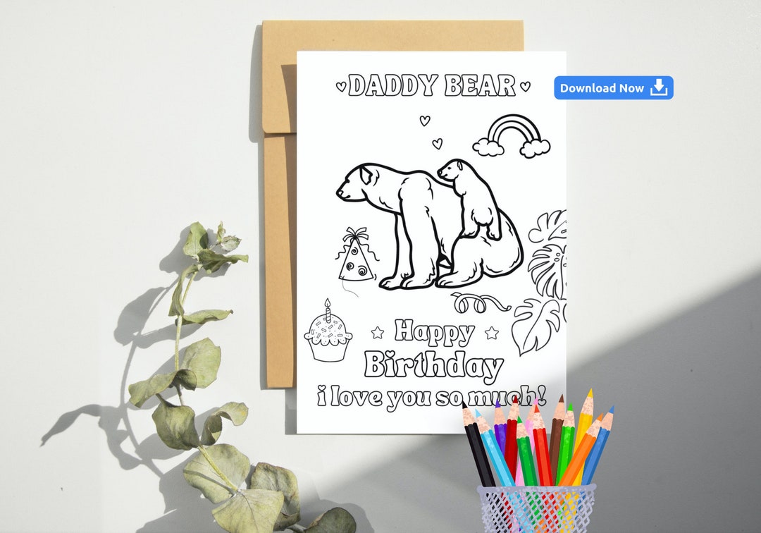 PRINTABLE Fun Coloring Birthday Card for Dad Happy Birthday - Etsy UK