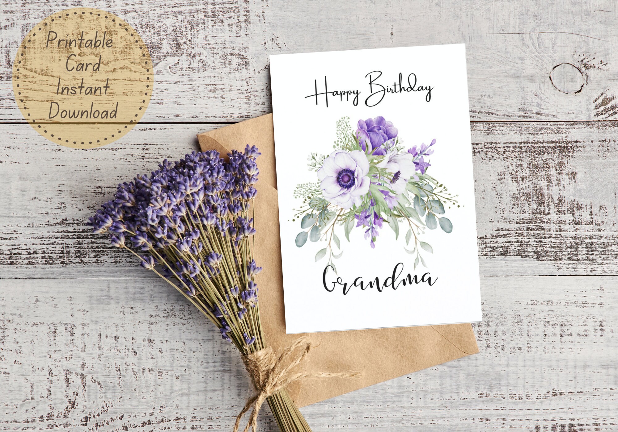 Printable Happy Birthday Grandma Card Instant Download - Etsy