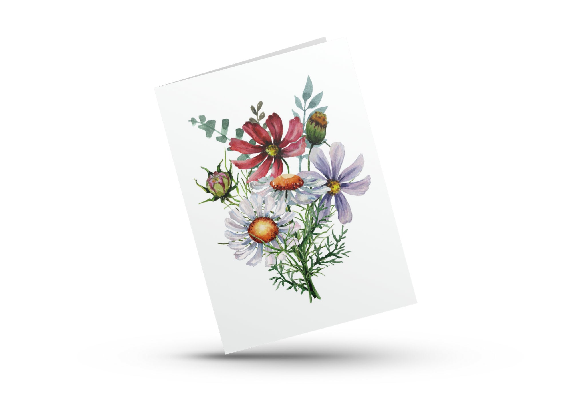 Printable Lovely Watercolor Wild Flowers Blank Note Cards, Value Set of ...