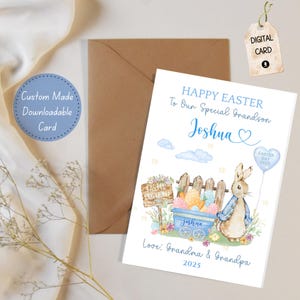 Cartão de Páscoa para Filho Neto Sobrinho Irmão Bebê Primeira Páscoa 2ª Páscoa 3ª Cartão de Páscoa Peter Rabbit Personalizado Imprimível DIY Presente Personalizado