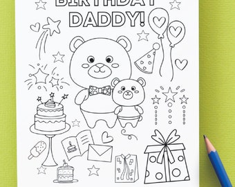 Printable Happy Birthday Coloring Dad - Etsy