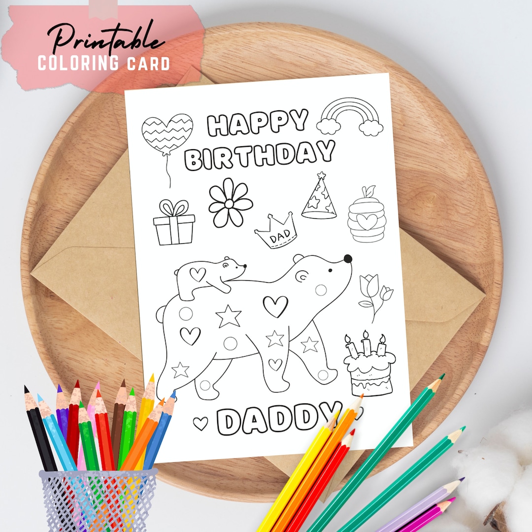 PRINTABLE Birthday Card for Dad Happy Birthday Coloring Card for Dad ...
