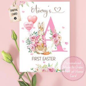 Alfabeto Inicial Peter Rabbit 1º Cartão de Páscoa Segundo Terceiro Quarto Quinto Cartão Digital para Neta Filha Sobrinha Bebê Menina Personalizado