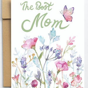 Biglietto per la festa della mamma STAMPABILE per celebrare una mamma speciale / Dal figlio / Dalla figlia / Illustrazioni floreali ad acquerello / Download istantaneo fai da te