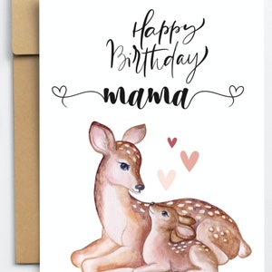 Una hermosa tarjeta de cumpleaños imprimible de descarga instantánea para mamá, Feliz Cumpleaños Mamá