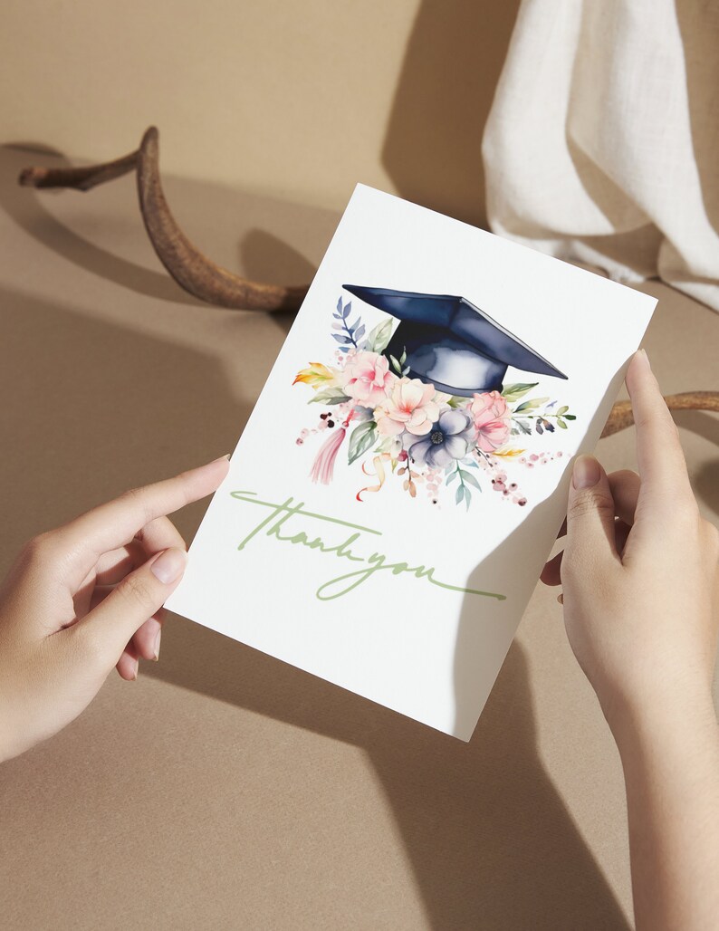 Printable Graduation Thank You Card Appreciation Card Folded Thank You ...