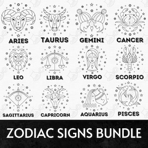 ZODIAC SIGNS BUNDLE Svg Horoscope Svg Png Astrology Svg - Etsy