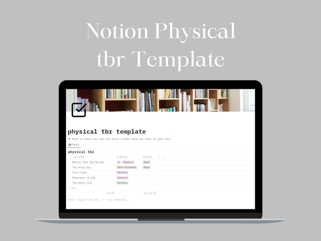 Notion Pysical Tbr Book Tracker, Notion Reading Tracker, Aesthetic Book Notion Pysical Tbr Book Tracker, Notion Reading Tracker, Aesthetic Book