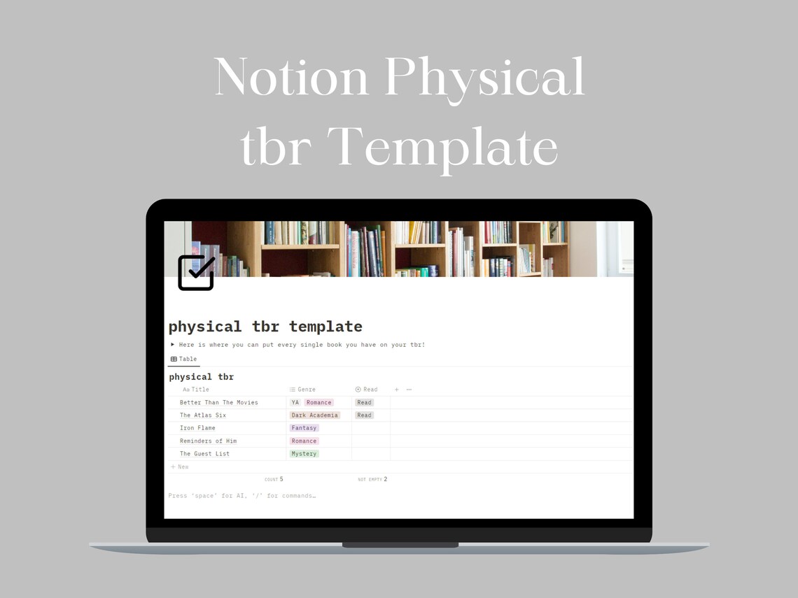 Notion Pysical Tbr Book Tracker, Notion Reading Tracker, Aesthetic Book Notion Pysical Tbr Book Tracker, Notion Reading Tracker, Aesthetic Book