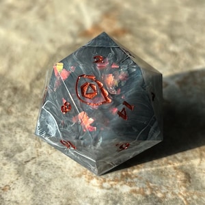Ember Veil - Handmade Sharp Edge TTRPG Chonk D20 35mm