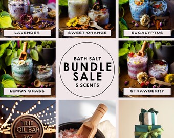 BATH SALT BUNDLE - Essential Oil Bath Salt, Botanical Bath Salts, Relaxation Gifts, All Natural, Bath Soak, Spa Gift, Birthday, Cruelty Free