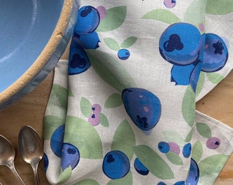 Vibrant blueberry linen tea towel for Mother's Day gift or as a housewarming gift | A unique and useful gift