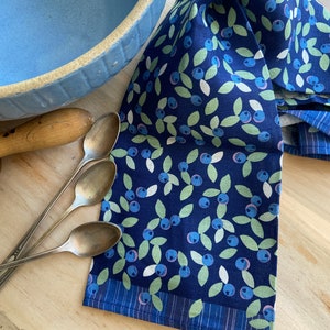 Vibrant wild blueberry linen tea towel for Mother's Day gift or as a housewarming gift | A unique and useful gift