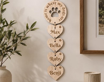 Personalised Dog Name Wall Plaque | Custom Pet Name Sign | Home Is Where My Dogs Are | Wooden Dog Lover Gift | Pet Memorial Decor | Dog Gift