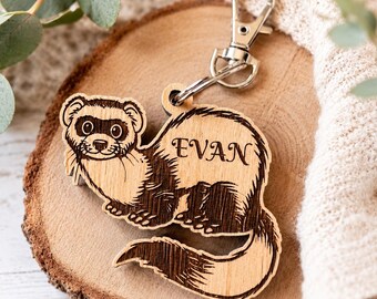 Gepersonaliseerde sleutelhanger fret | Aangepast houten fretcadeau | Cadeau fret minnaar | Gegraveerde huisdiersleutelhanger | Gepersonaliseerde dierensleutelhanger | Huisdiercadeau