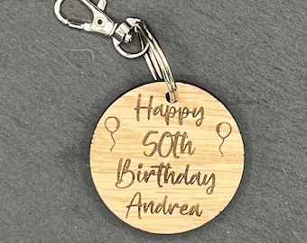 Personalised Happy 50th Birthday Keyring - Birthday gift - Birthday present - Keychain