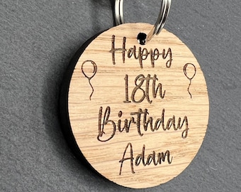 Personalised 18th Birthday Keyring - Birthday gift - Wooden Keyring - Keychain - Keepsake Gift - 18th - Special Birthday