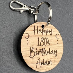 Personalised 18th Birthday Keyring - Birthday gift - Wooden Keyring - Keychain - Keepsake Gift - 18th - Special Birthday