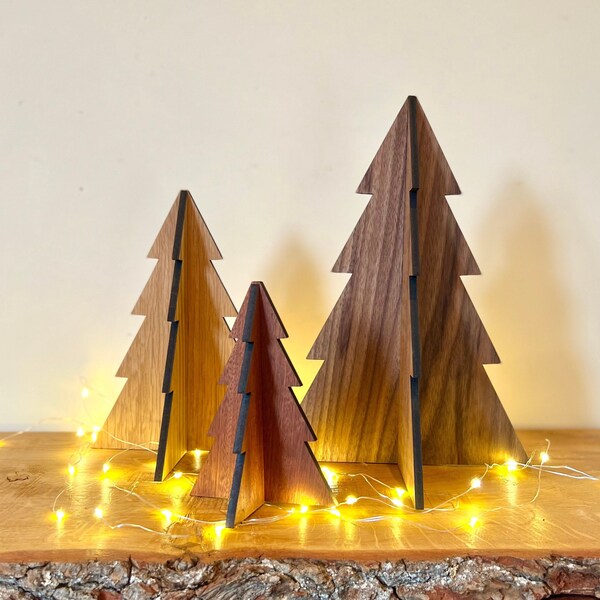 Set of Three Wooden Christmas Trees - Christmas Decoration - Christmas Ornament - Festive Season - Table Decor