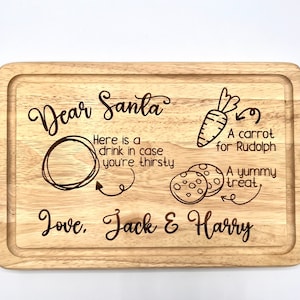 Personalised Wooden Santa Board - Christmas Platter Board - Father Christmas Board - Christmas Eve Board - Milk Cookies Treats for Santa