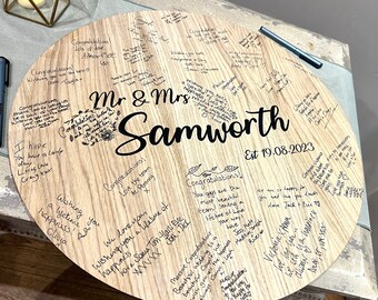 Wooden Wedding Sign - Personalised Guest Book - Wooden Personalised Guest Plaque - Wedding Guest Book Alternative - Family name Sign