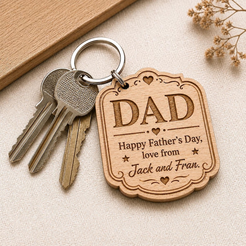 Personalised Father’s Day Wooden Keyring - Dad Gift From Kids ...