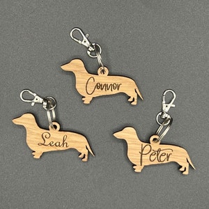 Personalised Dachshund Keyring - Sausage Dog - Birthday Gift - Wooden Keyring - Keychain - Christmas Gift - dog tag - personalised dog tag