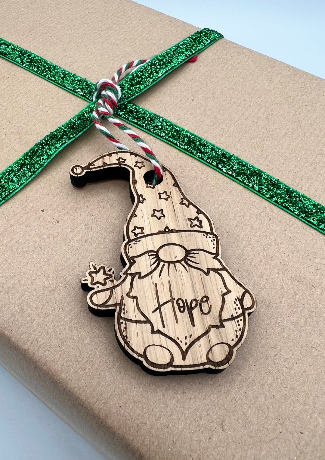 Personalised Wooden Gonk Gift Tag Name Tags Christmas Present Name Tags