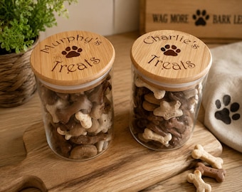 Personalisiertes Hunde-Leckerli-Glas | Benutzerdefinierte Hunde Keks Aufbewahrungsglas | Haustier-Leckerli-Behälter | Hundeliebhaber Geschenk | Welpen Geschenk | Hund Liebhaber Geschenk