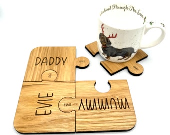 Personalised Wooden Jigsaw Coasters - Coffee Coasters - Table Coasters - Family Gift - home warming - birthday gift - Christmas present
