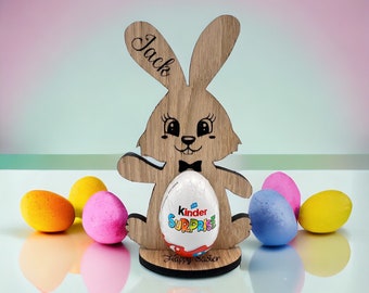 Personalisierter Osterhasen zu Ostern - Osterhasengeschenk - Osterhasen-Eihalter aus Holz - Osterhasen-Eihalter - Geburtstagsgeschenk - Geschenk