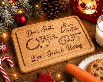 Personalised Christmas Eve Santa Board | Santa Treat Board | Santa Tray | Christmas Eve Plate | Santa Platter | Christmas Eve Keepsake