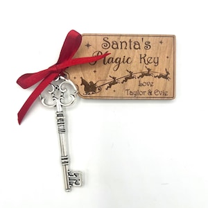 Christmas Personalised Santa Key - Christmas Santa Key - Christmas Eve Box - Father Christmas Key - Christmas Eve Key Wooden Tag - Magic Key