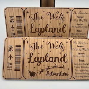 Carte d'embarquement personnalisée pour la Laponie - billet pour la Laponie - cadeau - billet d'avion souvenir en bois - souvenir surprise - père Noël - billet vacances