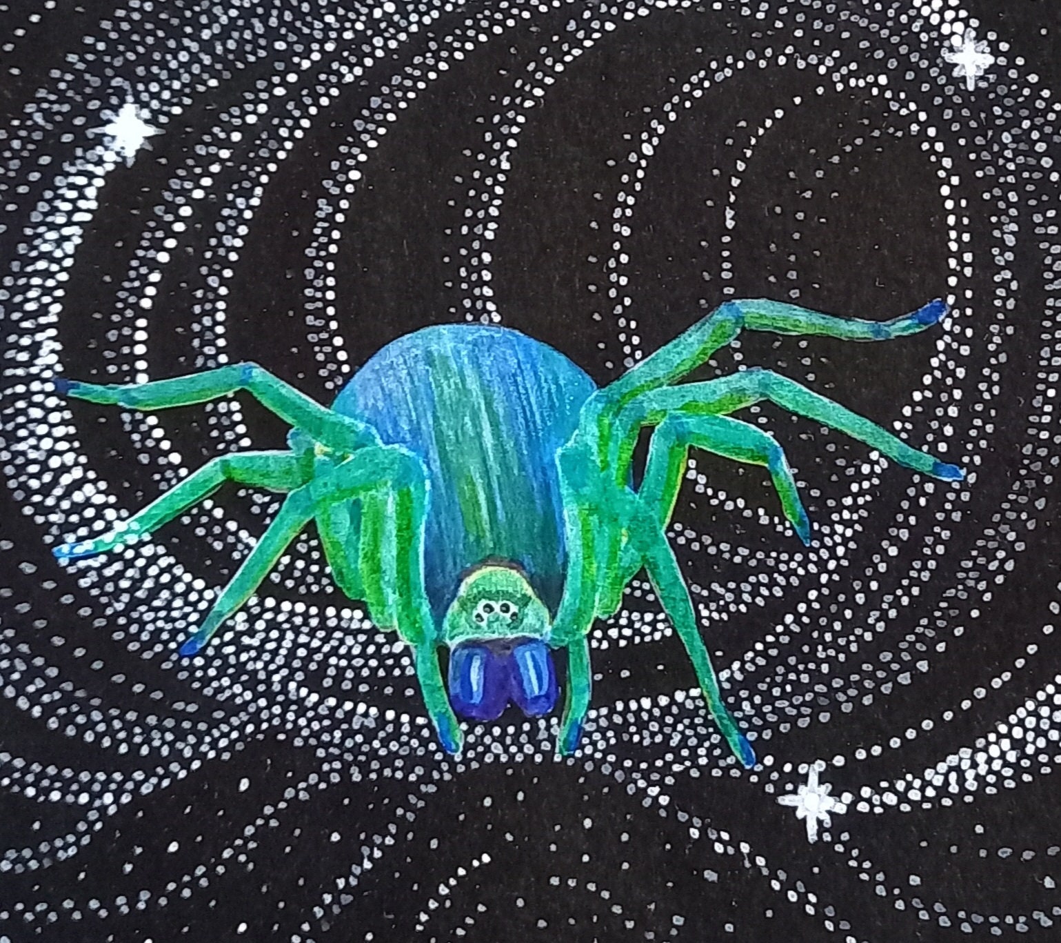 Labyrinth Spider, Space Spider, Stars, Quirky, Original, Hand Painted ...