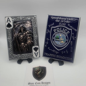 Ocala PD Traffic Homicide Unit Challenge Coin – Limited Edition Silver Blue Poker Card