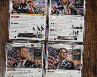 Trumpamon EX Metal 4 coin Set | Pokémon-Inspired Parody| 3.5" x 2.5" | 4mm Thick - Trump, Vance, Hegseth and Rubio