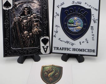 Ocala Police Department - Traffic Homicide Unit  Challenge Coin Limited Edition - White/Black Variant - Poker Card Size
